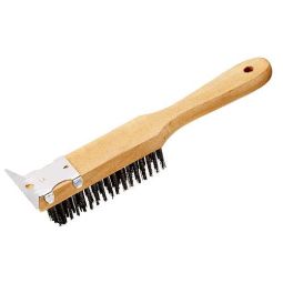 Brush with Scraper Head - Short Handle - Wood/Steel
