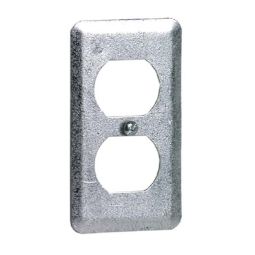 Couvercle de boîte pour prise double en acier galvanisé, 4" x 2-1/8"