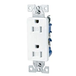 Prise double sécuritaire, 15 A, 125 V, thermoplastique, blanc