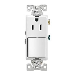 Toggle Switch and Receptacle - 15A - 120V - White