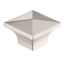 Bouton contemporain en métal carré nickel brossé