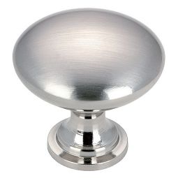 Bouton contemporain en métal rond nickel brossé