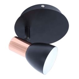 Luminaire Riviera, noir et cuivre, 1 lumière, 6" x 6"