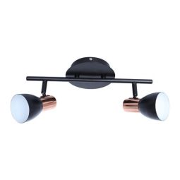 Luminaire sur rail Riviera, noir et cuivre, 2 lumières, 41 x 17 cm