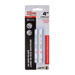 Lame de scie sauteuse arbre en U pour bois / plastique, 4" x 10DAP (2 unités)