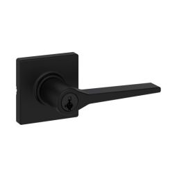 Hollis Square Rose Keyed Entry Lever - Entry - Matte Black