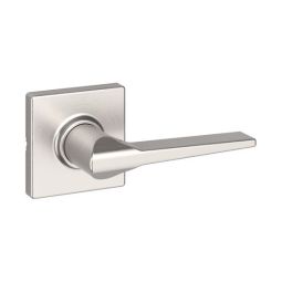 Hollis Square Rose Passage Lever - Passage - Satin Nickel