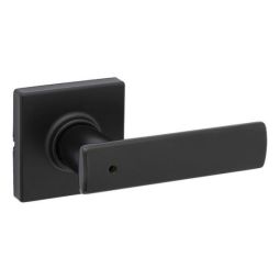 Breton Square Rose Privacy Levers - Matte Black