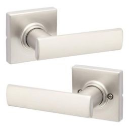 Rosette carrée Breton Passage Becs-de-cane - Nickel Satin