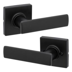 Breton Square Rose Passage Levers - Matte Black