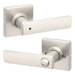 Breton Square Rose Privacy Levers - Satin Nickel
