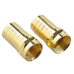 Connecteur F vissable pour câble coaxial, doré, 2/pqt