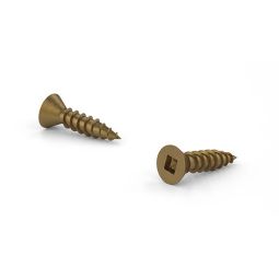 Antique Brass-Plated Wood Screw, Flat Head, Square Drive, #5x1/2" (20)