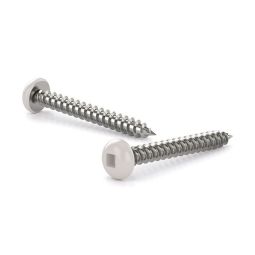 Metal Screw, White Pan Head, Square, Self-Tapping, Type A #8x2" (6)