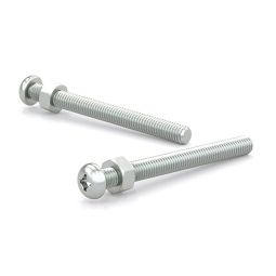 Zinc Plated Machine Screw w/ Nut, Pan, Quadrex, 10-24, B Point, 2" (8)