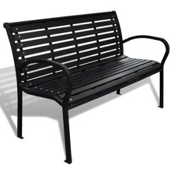 Dark Charcoal Steel Bench, 125 x 60 x 80 cm, Durable Polywood