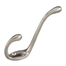 Crochet à vêtements robuste, nickel brossé, 5 1/2"