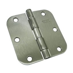 Charnière simple à mortaiser de 3 1/2" - rayon de 5/8" - Nickel brossé