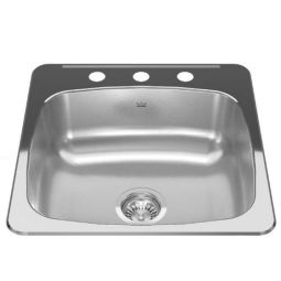 Single Bowl Stainless Steel Sink with Three Holes, 20.56" x 20.13" x 7"