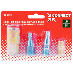 1/4 Industrial Kit With Union, 1/4 (F) NPT Brass Quick Coupler and 2 Coupler