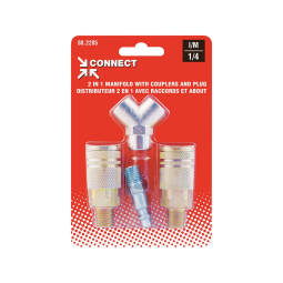 2-Way Brass Air Splitter With 1/4 Industrial Quick Couplers