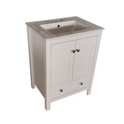 Meuble-lavabo de salle de bain blanc avec lavabo intégré - 24"