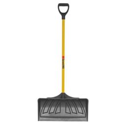 24" Yellow and Black Polypropylene Snow Pusher with Fiberglass Shaft