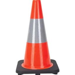 Cône de signalisation, 18", Orange, Bande réfléchissante 6"