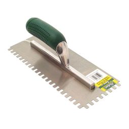 Notched Steel Trowel - 11" x 4½", Square Notches, Rubber Handle