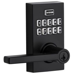 Residential Entry Door Lever with Keypad Deadlock - Matte Black