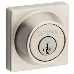Pêne dormant carré moderne pour porte d'entrée avec SmartKey, nickel satiné