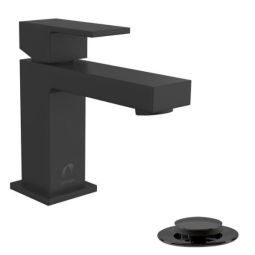 Quadrato Matte Black 1-Handle Bathroom Faucet with Pop-Up Drain included