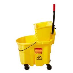 Essoreuse à vadrouille sur roulettes WaveBrake en plastique jaune 8.75 gal