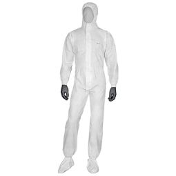 White Disposable Coveralls with Hood - Large Size