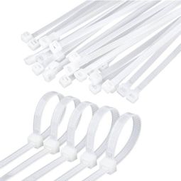VALU+ Cable Ties in White Nylon 8-in with Mounting Head - Pack of 100