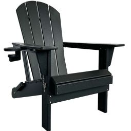 Black Polywood Folding Adirondack Chair
