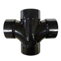 ABS DWV Double Sanitary Tee - 1 1/2" x 1 1/2" x 1 1/2" x 1 1/2" - Hub - Black