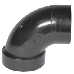 Coude 90° ABS DWV, 1 1/2", fem. x mâle, noir