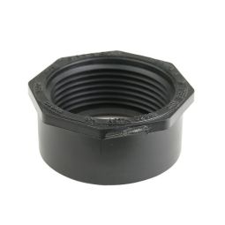 Raccord de réduction en ABS DWV, 1 1/2" x 1 1/4", mâle x fem. fileté, noir