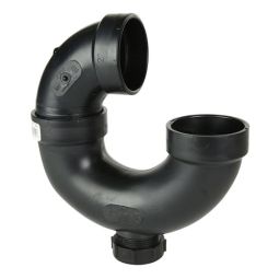 Siphon en « p » avec bouchon de dégorgement en ABS DWV, 2", femelle, noir