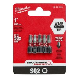 #2 x 1" SHOCKWAVE Impact Square Bits (5)