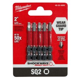 #2 x 2" SHOCKWAVE Impact Square Bits (5)