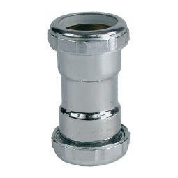 Raccord, laiton, 1 1/4" x 1 1/4", chrome
