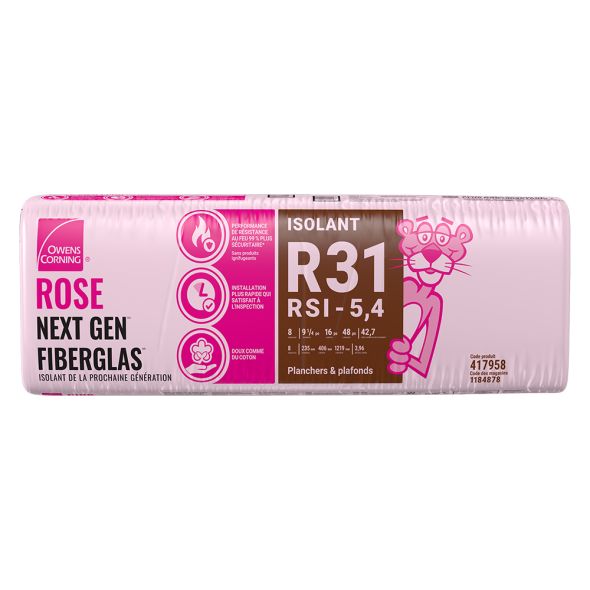 Isolant rose Next Gen Fiberglas R-31 - 16 po x 48 po x 9,25